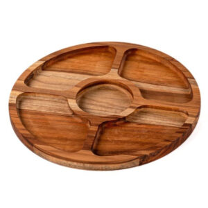 Petisqueira de Teca Redonda 5 Divisões Stolf 30cm