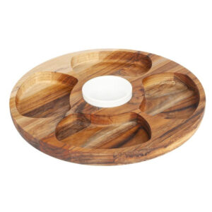 Petisqueira Redonda em Madeira Teca com 5 Divisões Stolf